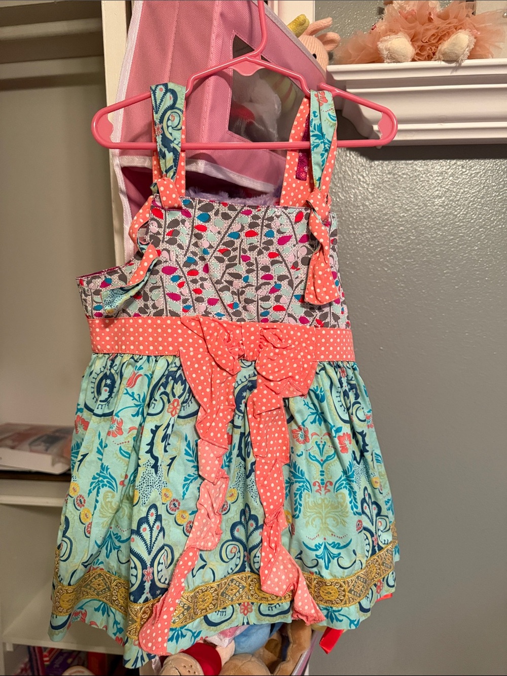 Matilda Jane Coral, Aqua & Turquoise Patterned Peplum Top